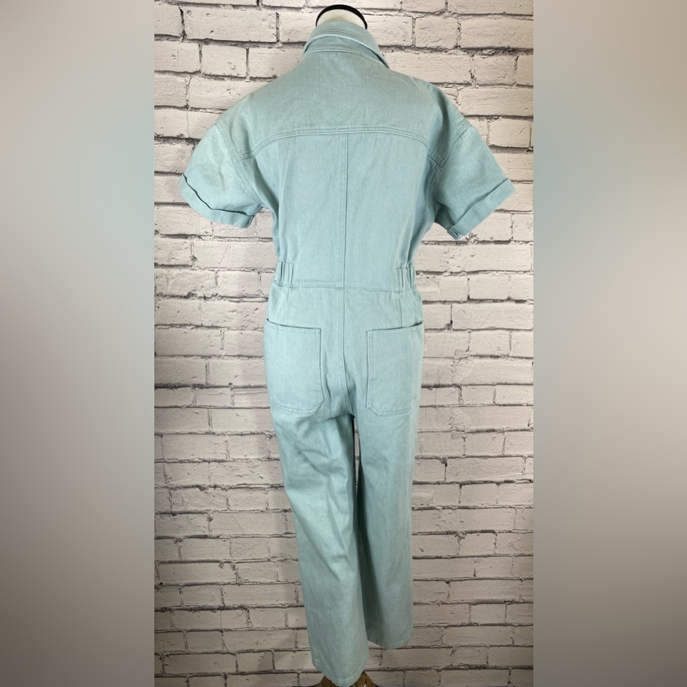 Listicle Jumpsuit size Medium Mint Green Denim Jumpsuit Romper Playsuit Denim - Picture 8 of 11